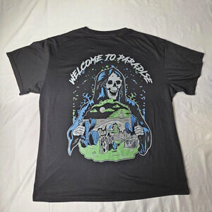 Fresh Laundry Welcome To Paradise T-Shirt Mens 2XL Black Reaper Skeleton Graphic